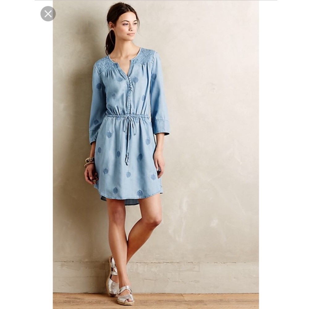 Anthropologie Plumage Chambray Dress